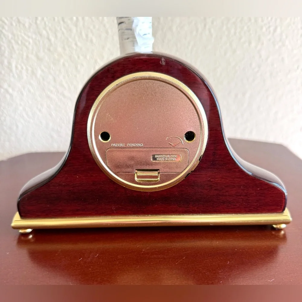 Mahogany Mantel Clock withGold Accents  Vintage Danbury Napoleon RedWood…